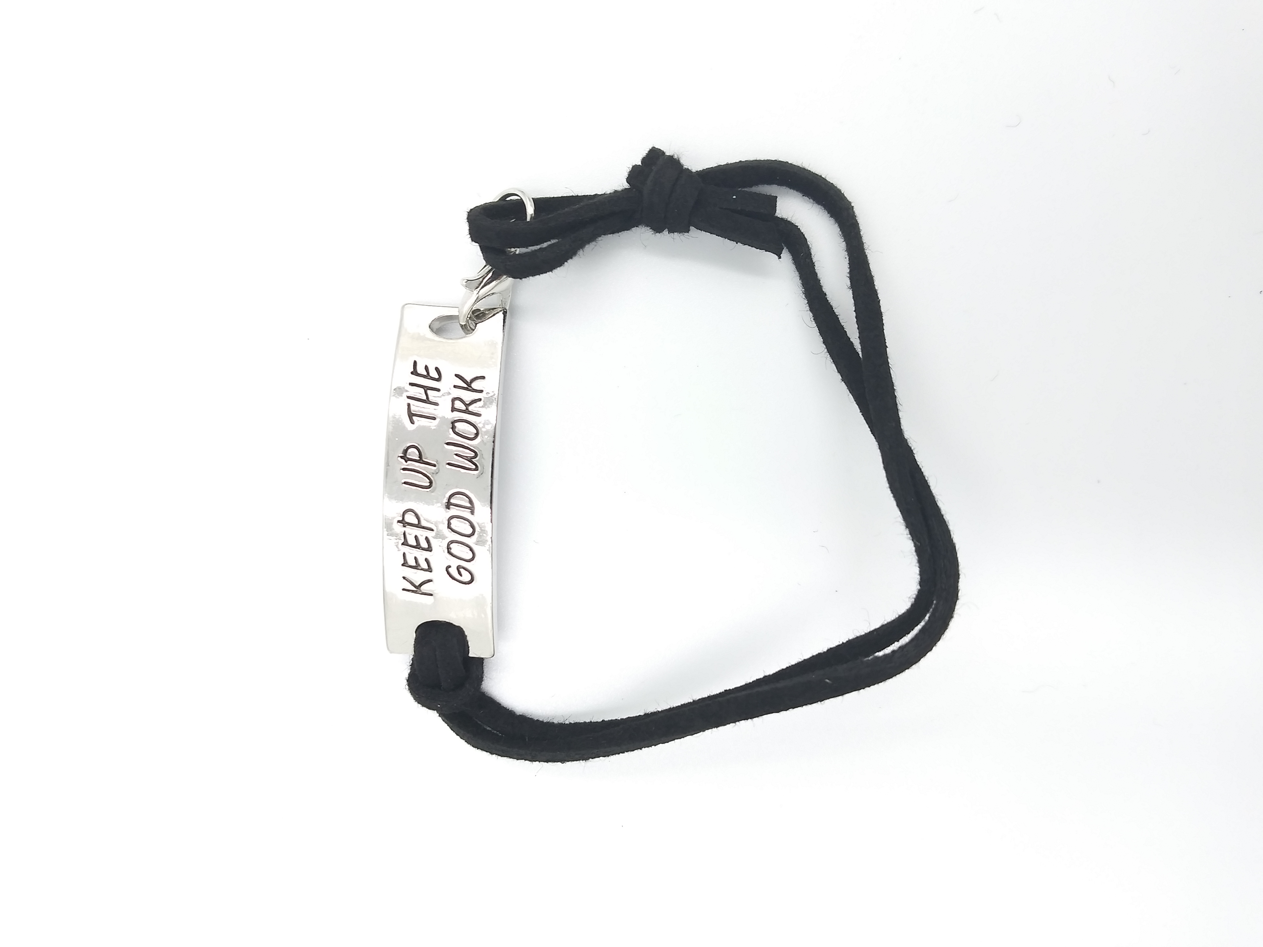 adjustable motivational /Inspirational leather bracelets (keep up the good work)
