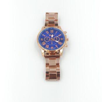 Dress watch Analog quartz men/women gold stainless steel band (blueface)