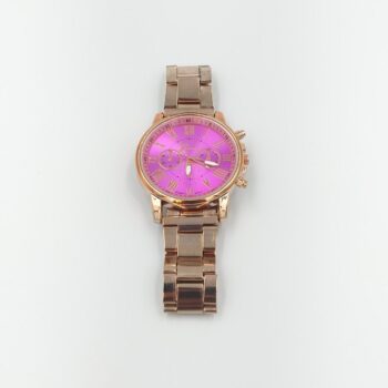 Dress watch Analog quartz men/women gold stainless steel band (lightpurpleface)