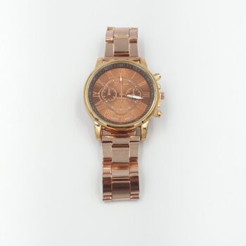 Dress watch Analog quartz men/women gold stainless steel band (brownface)