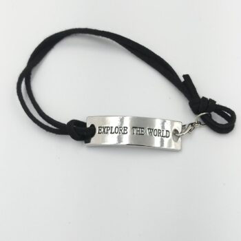adjustable motivational /Inspirational leather bracelets (explore the world)