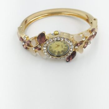 luxury diamond flower retro watch bracelet/women's (brown)