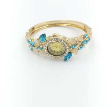 luxury diamond flower retro watch bracelet/womens (lightblue)