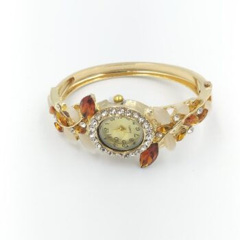 luxury diamond flower retro watch bracelet/womens (lightbrown)