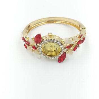 luxury diamond flower retro watch bracelet/womens (red)