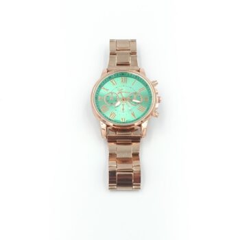 Dress watch Analog quartz men/women gold stainless steel band (greenface)