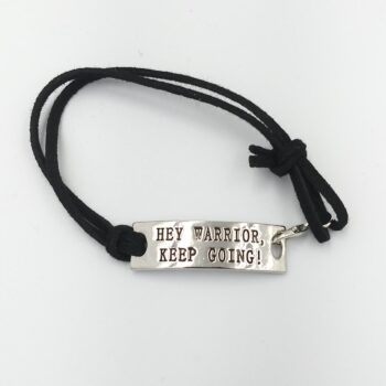 adjustable motivational /Inspirational leather bracelets (hey warrior keep going
