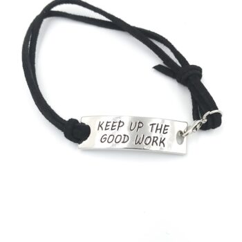 adjustable motivational /Inspirational leather bracelets (keep up the good work)