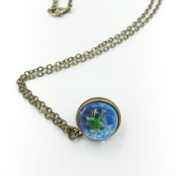outer space double sided pendant necklace (Earth)