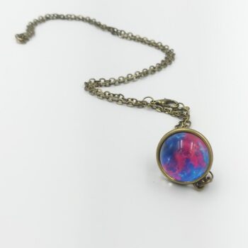 outer space double sided pendant necklace (cotton candy)