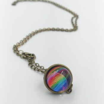 outer space double sided pendant necklace (rainbow)