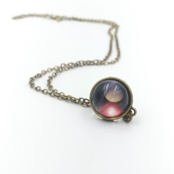 outer space double sided pendant necklace (saturn)