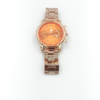 Dress watch Analog quartz men/women gold stainless steel band (orangeface)
