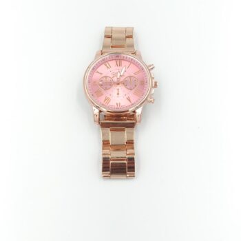 Dress watch Analog quartz men/women gold stainless steel band (pinkface)