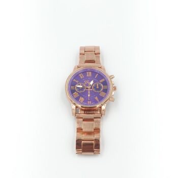 Dress watch Analog quartz men/women gold stainless steel band (purpleface)