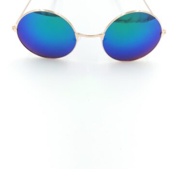 70’s style round retro vintage hippie sunglasses men/women (blue/green)