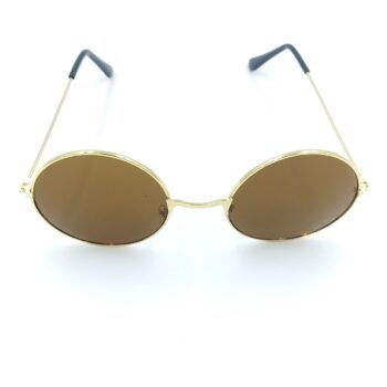 70’s style round retro vintage hippie sunglasses men/women (brown)
